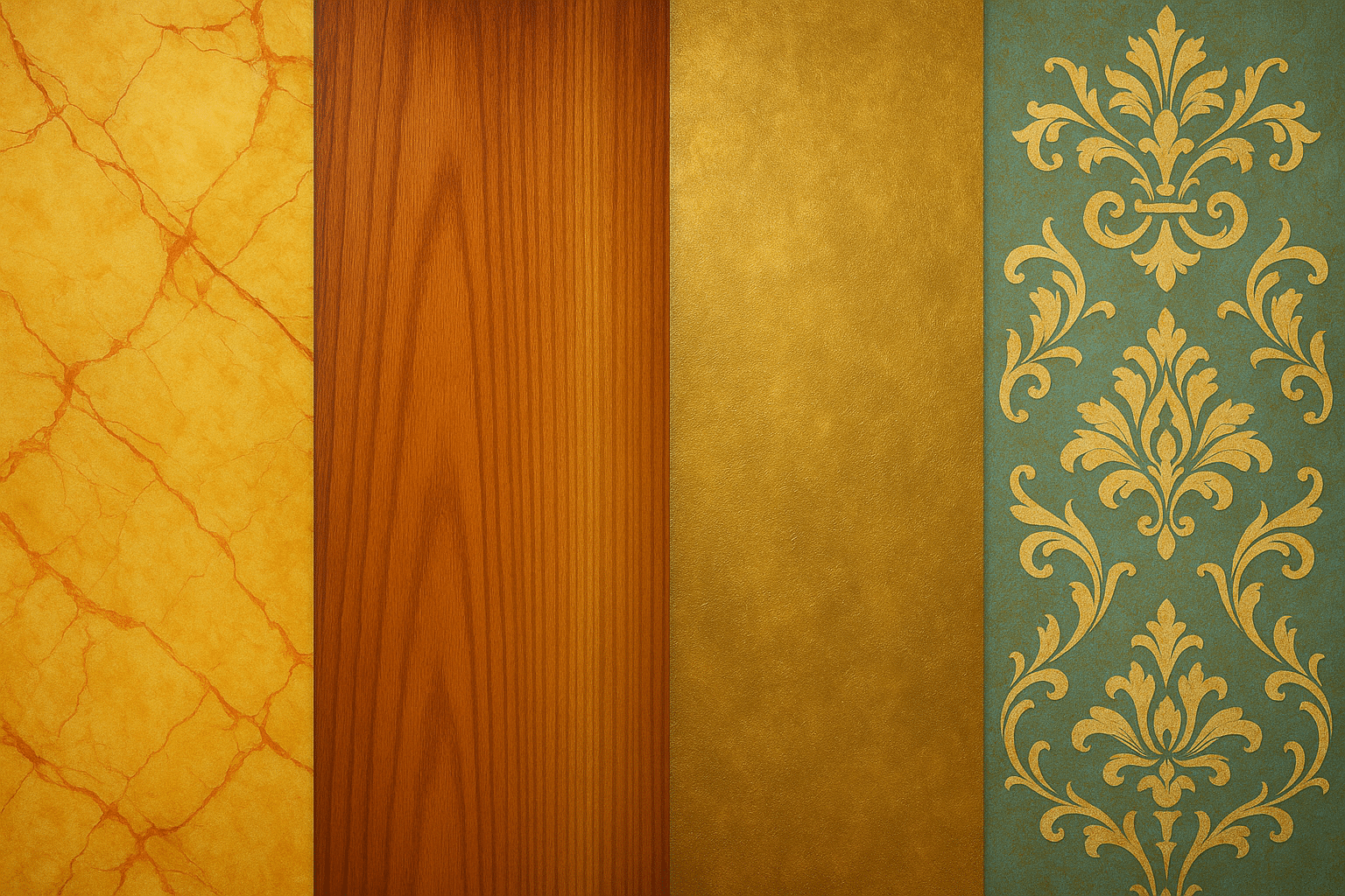 Variety of custom painted finishes including crackle, wood grain, metallic, and damask.