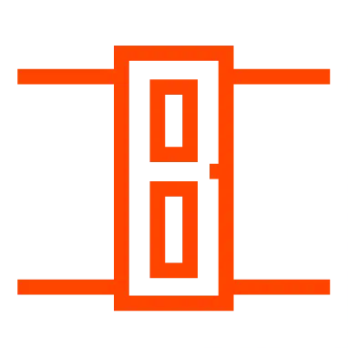 Minimalist icon of an interior hallway door with side panels, representing hallway painting services.