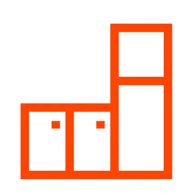 Orange cabinet icon representing refinishing.